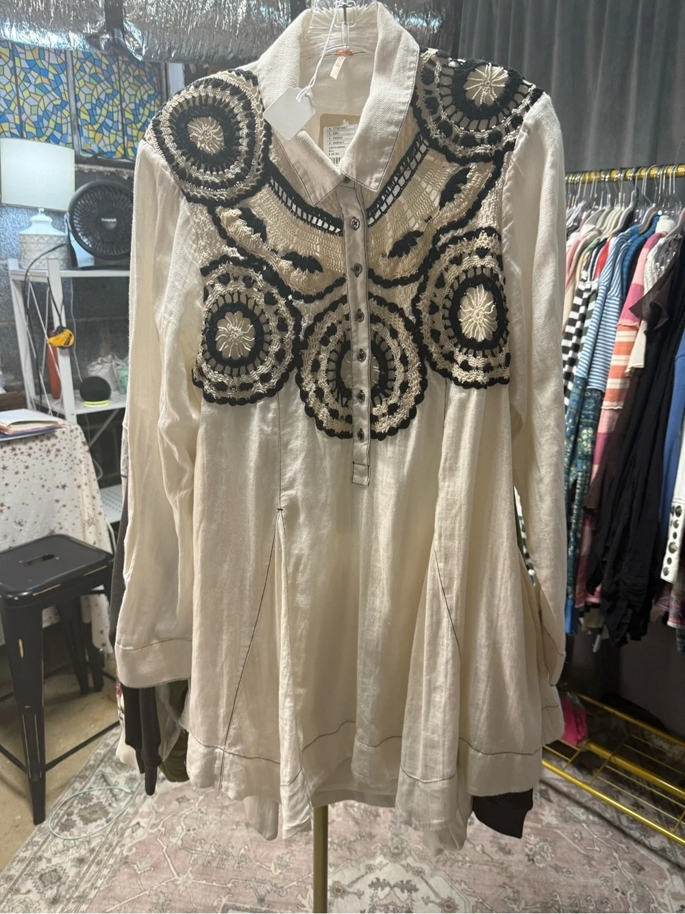 NWOT Free People Mirage Crochet Mini Dress in Ivory
